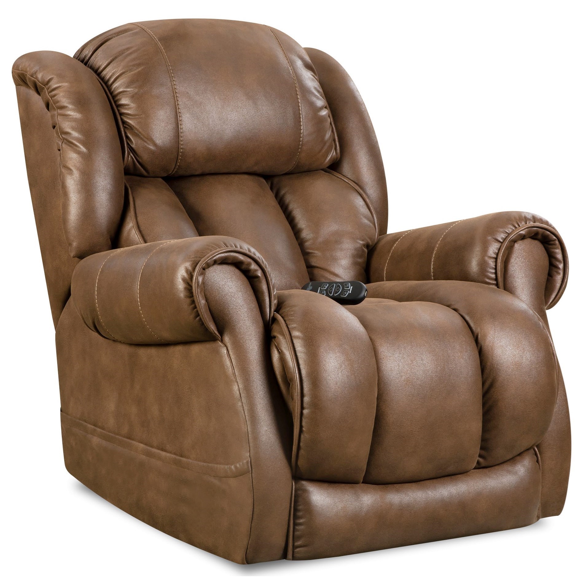 HomeStretch Atlantis 1469721 Casual Power Recliner with Padded Rolled